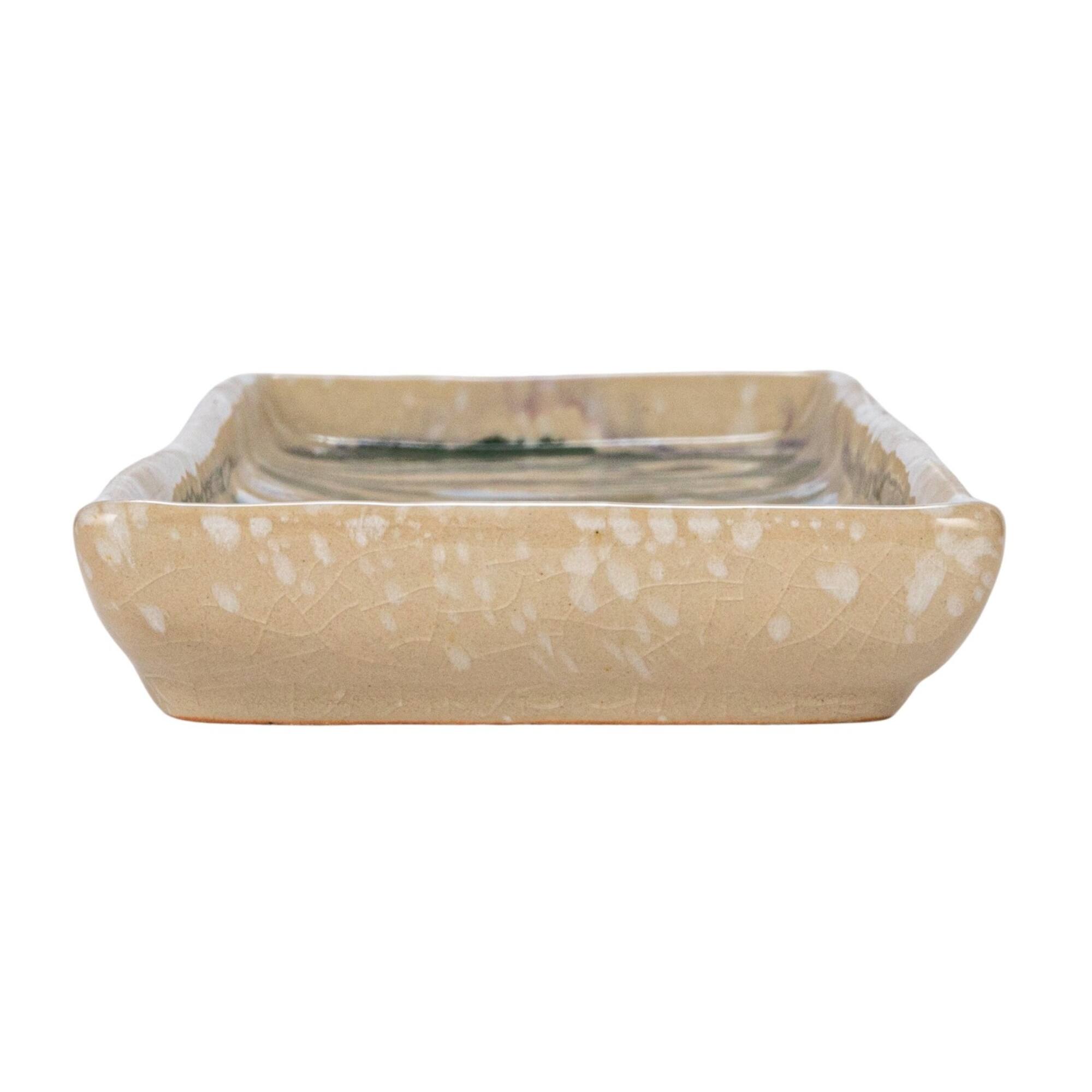 Hello Honey® 11.75" Green & Cream Abstract Design Ceramic Serving Plate